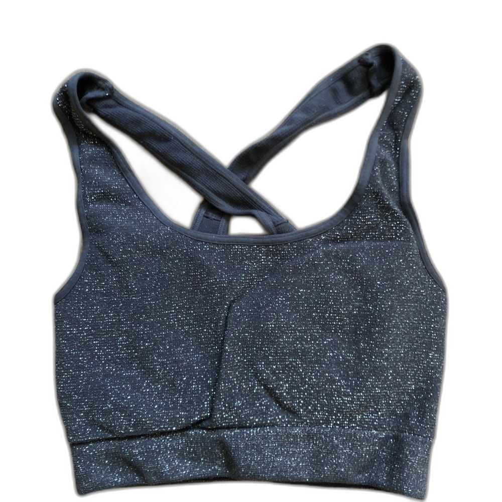 Phat Buddha One Size Greenwich grey seamless glittery racerback sports/yoga bra